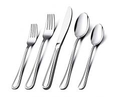 Set di posate per 12 persone, 60 pezzi, in acciaio inox, composto da coltello, forchetta, cucchiaio, posate di alta qualità in acciaio inox lucido, lavabile in lavastoviglie (argento)