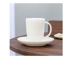 Saturey Tazzine caffè Tazze da caffè in Porcellana Bianca Antica e piattino 8.5oz Tazza da caffè Set Tazze di caffè in Ceramica Regalo for Bevande, Cioccolata Calda e tè Tazzine Espresso
