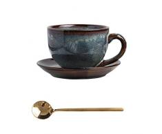 YHshop Tazzine da caffè Retro Stile Forno Cambio Tazza di caffè E Piattino Set Tazza Tazza retrò Tazza dAcqua Tazza di Acqua Latte Colazione Ceramica Tazza Vecchio Stile 210ml Tazza dAcqua