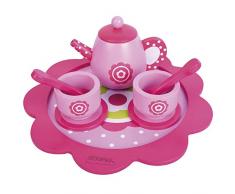 WOOMAX 46478-Set da tè, Servizio, Set da caffè, Accessori da Cucina, teiera in Legno, Vassoio Tazza, Giocattoli per Bambini 3 Anni, Multicolore, 46478