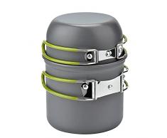 Pulnda, set di pentole da campeggio, portatile, con pratica custodia, per attività allaperto, escursionismo, campeggio, pentola per mini fornello a gas, Mini Gaskocher Topf