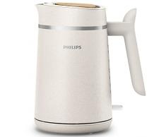 Philips Bollitore Eco Conscious Edition Serie 5000, 100% Plastica A Base Biologica*, Capacità 1,7 L, Senza Filo + Base Piroetta A 360°, Finitura Opaca Bianco Seta, HD9365/10