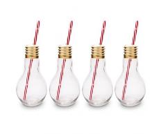 Ckb Ltd® – Confezione da 4 lampadina Edison novità bicchieri con cannuccia, 400 ml – ideale per bibite, birra, cocktail & rum basato longdrink