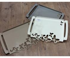 Arti & Mestieri Butterfly - Vassoio Grande di Design 100% Made in Italy - in Ferro, 46 x 30 cm - Bianco Neve