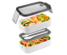 Kisstta Scatole Bento Impilabile - Contenitori per Alimenti a 2 Strati con Configurazione Premurosa - Porta Pranzo per Studente e Adulti