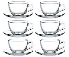Pasabahce - 12 pezzi set con 6 tazzine per espresso e 6 piattini Basic (max. 80 ml)