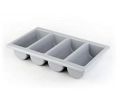 APS GN 1/1 portaposate, portaposate, portaposate in plastica, quattro scomparti, 32,5 x 53 cm, altezza 10 cm, grigio