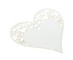 Venkaite 50 Segnaposto Matrimonio Amore Cuore in Carta Segnaposto Bicchiere per Feste Matrimoni, Bianca