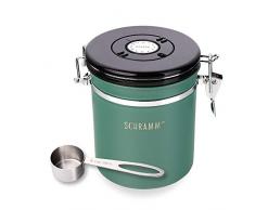 Schramm® - Barattolo da caffè 1500 ml in 10 colori con cucchiaio dosatore, contenitore in acciaio inox verde