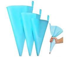 3 Pezzi sac a Poche Silicone, 45/40/35cm Sac a Poche Professionali, sac a Poche Riutilizzabile, Cottura Dolci, Biscotti, Cupcake e Impasti- Set sac à Poches per Ugelli e varietà di Decorazioni
