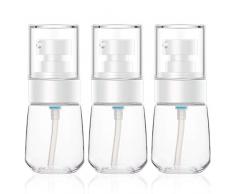 Segbeauty Bottiglia per lozione da viaggio 3 pezzi, set di bottiglie per erogatore trasparente balsamo per shampoo Essence 30 ml / 1 oz Bottiglia di pompa pressa ricaricabile vuota ricaricabile Co