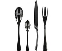 LEKOCH 24 Pezzi Posate in Acciaio Inox tra Cui forchetta Cucchiaio Coltello Posate Set per 1(Nero)