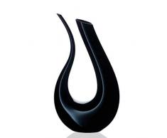 Zhenwo 100% Senza Piombo Cristallo Vino Rosso Decanter Veloce Decanter per Vino Versatore Creativo Bottiglia di Vino Decanter Nero 1,5L,Nero