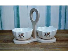 Brandani ANTIPASTIERA in Porcellana E Supporto in Bamboo Collezione Tempo di Festa Art. 53293