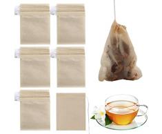 300 Pezzi Bustine Te Vuote, 6 x 8cm Sacchetti Filtro Te Bustine Per Spezie Bustine da Te Coulisse per Spezie Tè Caffè Erbe