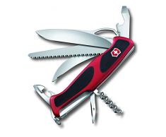 Victorinox, coltellino svizzero Ranger Grip 57 Hunter (13 funzioni, lama bloccabile a una mano), rosso/nero