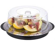 APS Thermo Tray Set, set composto da 1 vassoio robusto, 1 vassoio in acciaio inossidabile, 2 accumulatori di raffreddamento, 1 cofano di freschezza, Ø 35 cm, altezza 15 cm, nero