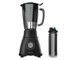 Cecotec Frullatore a Caraffa Power Black Titanium 1800 Go. 1800 W, Lama a 6 foglie con Rivestimento in titanio nero, caraffa in vetro fuso da 1,8 l di capacità, 5 Velocità + Turbo