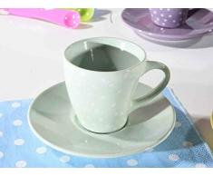 Ideapiu 12 Tazzina in Ceramica Colorata a Pois con piattino