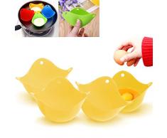 4 Pezzi Cuociuova in silicone, Portauova adatto a uova di cottura a microonde o stufa, Baccelli Egg Muffa Ciotola Anelli Fornello Caldaia Tazza Di Cottura Cucina Strumenti Di Pentole (Yellow)