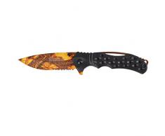 iFIELD EL29033 Coltello da Caccia Pieghevole Bushcraft Sopravvivenza Escursionismo Campeggio, Lama in Acciaio Inox Decorare con Manico in ABS Nero con Bordo Color Rame, Made in Albacete (Spagna)