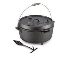 KLARSTEIN Hotrod 145 Dutch Oven - Pentola in Ghisa, 11,4 Litri, Coperchio, Bordi Extra Alti per Cottura dallalto, Manico di Acciaio, Utensile Sollevatore, Ghisa, Nero