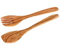 Fackelmann 30855 Posate da insalata in legno di ulivo, 30 cm, lavabili in lavastoviglie