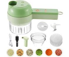 Affettatrice elettrica per verdure, 4 in 1, set di tagliaverdure elettrico portatile, mini affettatrice elettrica e tritatutto, adatto per aglio, peperoncino, cipolla, sedano, carne,Upgrade version