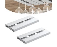 Porta Bicchieri da Vino, 2pcs Portabicchieri Salvaspazio per Ripiano Supporto , Porta Bicchiere di Vino Sotto il Mobile per Bar Cucina(Bianco)