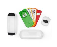OXO Good Grips Set Spiralizzatore, Grattugia alimentare e Mandolina Multiuso con Contenitore