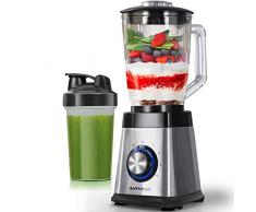 Anthter CY-305R Frullatore Professionale 220V, Frullatori ad alta potenza 1000W per la Cucina, Frullatore Smoothie Inossidabile, Barattolo di Vetro 1,5 L e Tazza di Smoothie 24 Oz