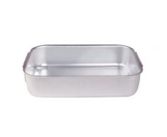 Pentole Agnelli ALMA15050 Rostiera Rettangolare Ad Angoli Tondi Pesante Spessore 3 Millimetri Serie Alta con Maniglie Snodate, Diametro 50X33 Cm