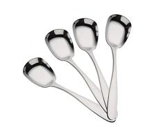 4 Pezzi Cucchiaio Quadrato, 18,5 cm / 7.1inch Cucchiaio da Minestra, Cucchiaio da Portata, Cucchiai da Zuppa, In Acciaio Inox 410, per Case, Uffici, Ristoranti, Bar, Hotel (Argento)