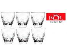 Rcr Crystal Fior Di Loto-Set Di 6 bicchieri in cristallo da whisky %2F Bicchiere per acqua