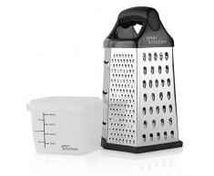 Joejis Grattugia per Formaggio - 6 facce con contenitore - Affettatrice Trituratore Zester - Grattugia multiuso acciaio inox per verdure e formaggi - Facile da Pulire