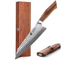 XINZUO Coltello da Cuoco Giapponese Acciaio Damasco 21.5 cm, Professionale Coltello da Cucina Acciaio Giapponese in Polvere -Desert Ironwood Manico -con Confezione Regalo