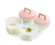 AYADA Cuoci Uova Confezione da 4, Cuociuova Anti-Aderente Bracconiere per Uova Set Egg Poacher Egg Maker Egg Cooker con Pennello per Utensili per Cucinare