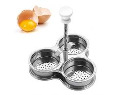 YUIP Portauova, Cuociuova in Camicia,Cestello per Uova in Camicia a Tre Griglie, in Acciaio Inox, per Cuocere Le Uova, in Antiaderente, Accessori da Cucina