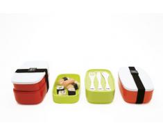 Zak Designs 0828-840 - Cestino doppio porta pranzo, con coperchio, colore: Corallo/bianco