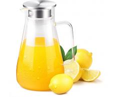 Caraffa In Vetro Da 1500 Ml 53 Once Bollitore In Vetro Borosilicato Senza Piombo Con Manico In Cristallo E Coperchio In Acciaio Inossidabile Per Latte.