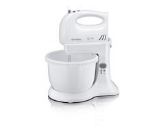 SEVERIN HM 3810 Sbattitore elettrico 300W da 3 litri con ciotola, Mixer cucina con fruste e ganci, Sbattitore elettrico con ciotola, 5 livelli di velocità e tasto Turbo, Bianco
