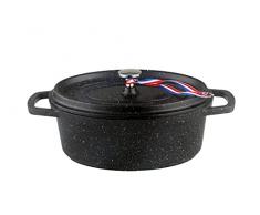 Kamberg - 0008197 - Cocotte Ø 26 cm ovale nera - Alluminio pressofuso - Rivestimento pietra - Per tutti i piani cottura, compresi quelli a induzione - Senza PFOA
