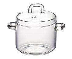 Casseruola in vetro trasparente TOPPAN: Posta in vetro resistente al calore con coperchio Piccole piastre in vetro pentole per latte pasta pasta zuppa 700 ml