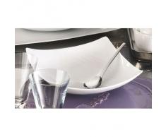 PORCELAINE BLANCHE 'Kensai' - Set di 6 piatti fondi quadrati, da 26 cm, in porcellana, colore: Bianco