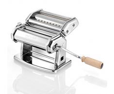 PAST-A-FAST Macchina per la Pasta Manuale - Pasta fatta in Casa - lasagne (larghezza 150 mm), tagliolini (2 mm) e fettuccine (6,5 mm) - Acciaio Cromato, Argento