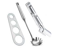 XYDZ 3 Pezzi Set Spaghetti Server Acciaio, Cucchiaio per Spaghetti, Servispaghetti in 304 Acciaio Inox, Strumento per la Misurazione Delle Porzioni di Pasta e Tagliatelle per Servire Pasta