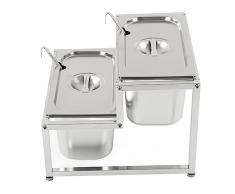 FECAMOS Scaffale per Scatole di Condimento, Portamarmellata Resistente a Doppio Strato in Acciaio Inossidabile per Controsoffitto (2x1/3 padelle)