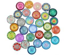 RtottiM 24 Pezzi Calamite da Frigorifero in Vetro di Cristallo Magneti per Frigorifero Magneti Per Lavagna Mandala Magnetica Calamite Frigo per Bomboniere Note Lavagne e Foto Decorativi Regali