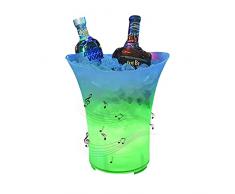 Uziqueif LED Secchiello Ghiaccio Champagne 5L Cestello Ghiaccio per Bottiglie con Altoparlante e Bluetooth, per Champagne, Vino, Birra, Ghiaccio, Refrigeratore, Bar - con Batteria al Litio 1200MA
