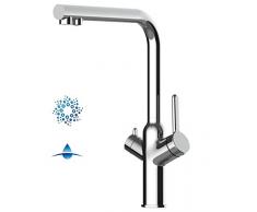 Rubinetto cucina 4 VIE per sistemi Frigogasatori e filtro acqua depuratore con canna girevole 360 ° - Cromo